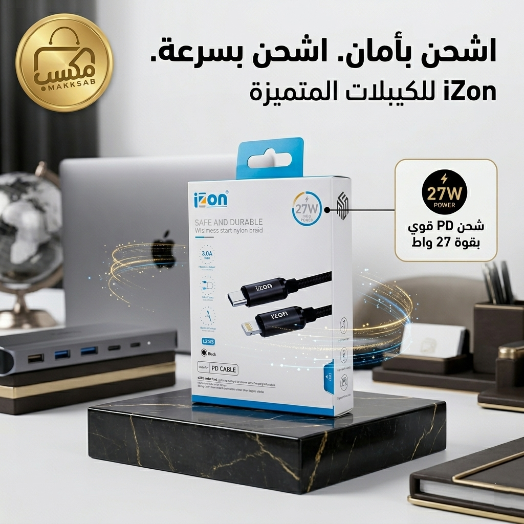 كيبل شحن وبيانات تايب سي - لايتنينغ عالي السرعة LZ-45